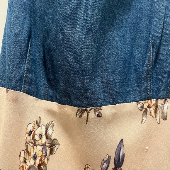 Denim Floral Maxi Dress S Cottagecore Y2K - Picture 3 of 8